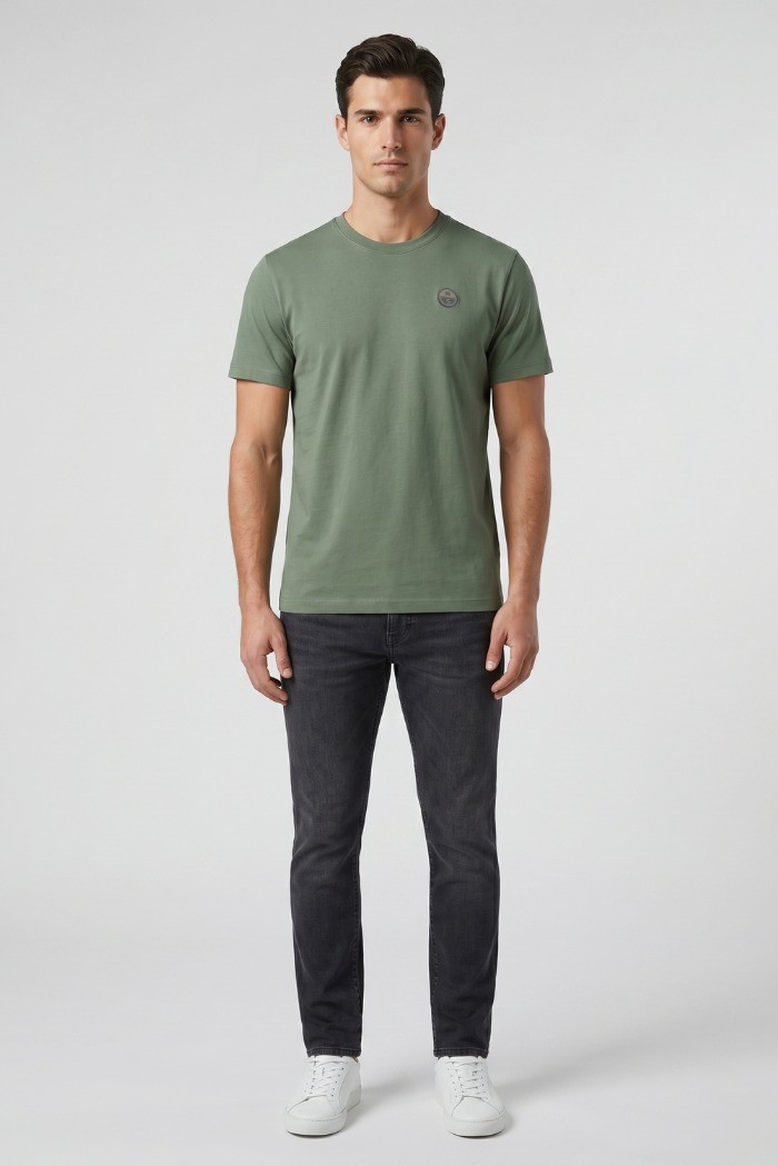 North Sails t-shirt in jersey di cotone stretch con logo patch 693156 [bc338c98]