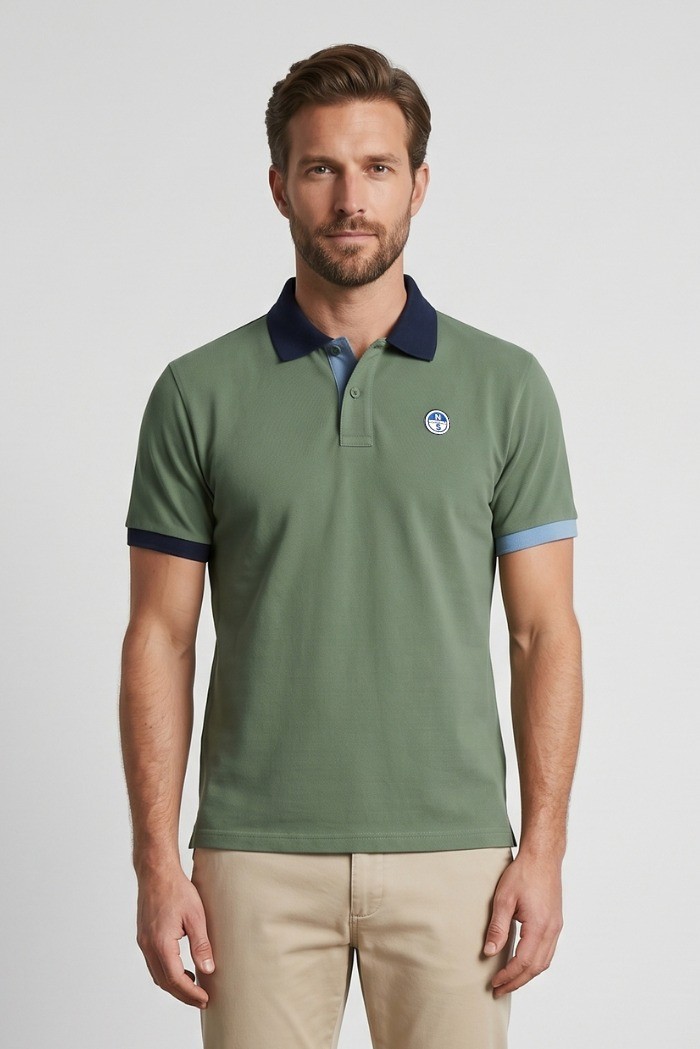 North Sails polo in piquet di cotone con dettagli a contrasto 692661 [99bddf5b]
