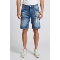 Icon bermuda in denim con stampa logo Memphis IUD018 [4911c38f]