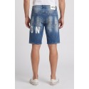 Icon bermuda in denim con stampa logo Memphis IUD018 [90378082]
