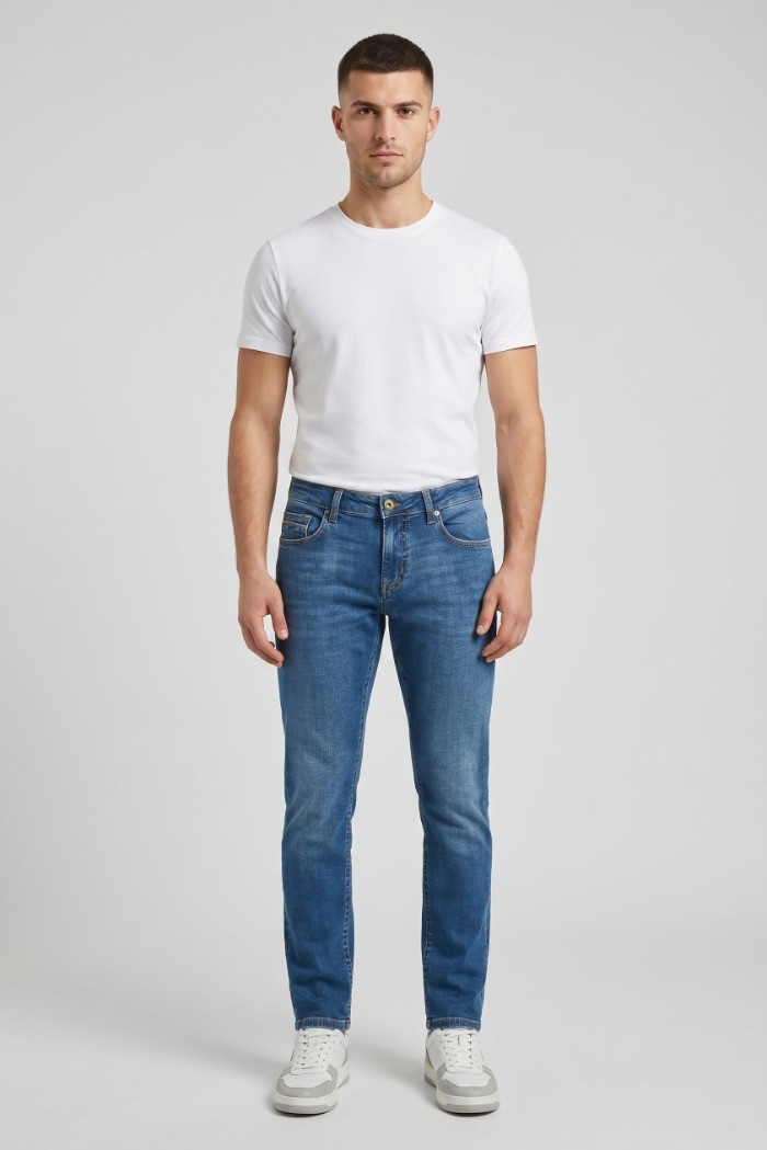 Rifle jeans in denim di cotone stretch slim fit RF432 [a01b3e64]