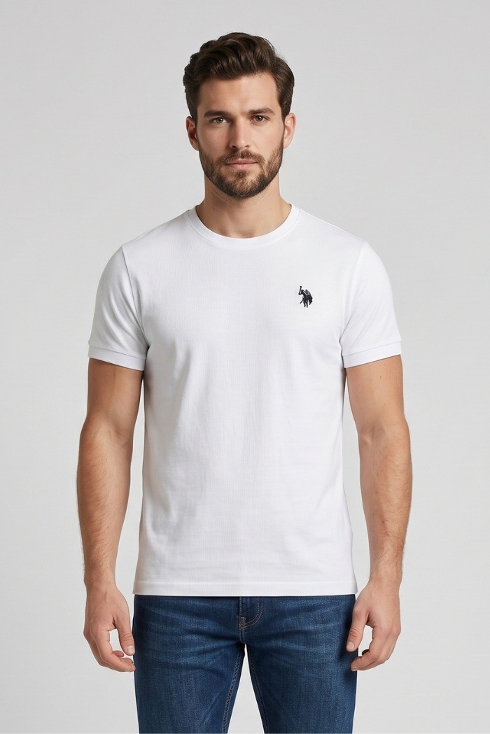 US Polo ASSN t-shirt in piquet di cotone con logo ricamato Bren US43154006 [66514f11]