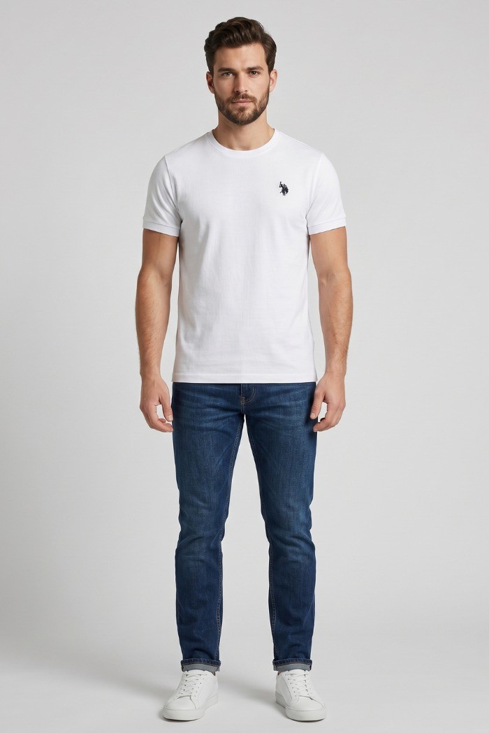US Polo ASSN t-shirt in piquet di cotone con logo ricamato Bren US43154006 [086acd18]