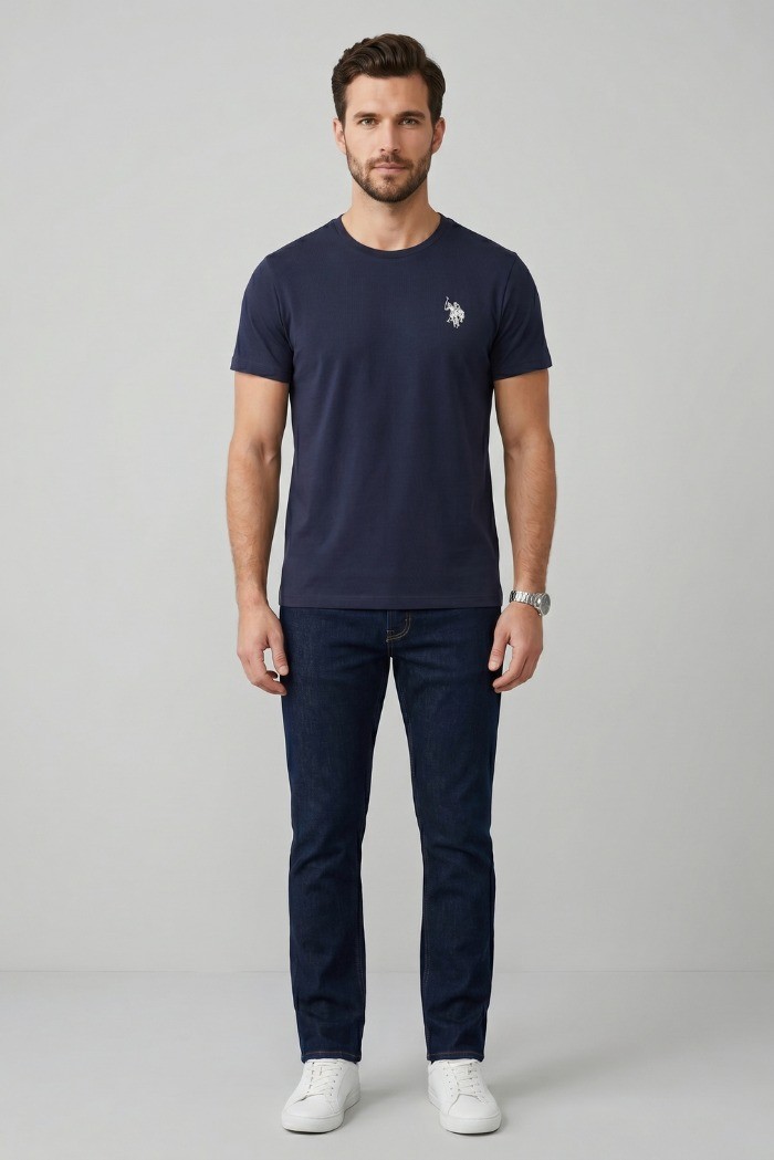 US Polo ASSN t-shirt in piquet di cotone con logo ricamato Bren US43154006 [9374771e]