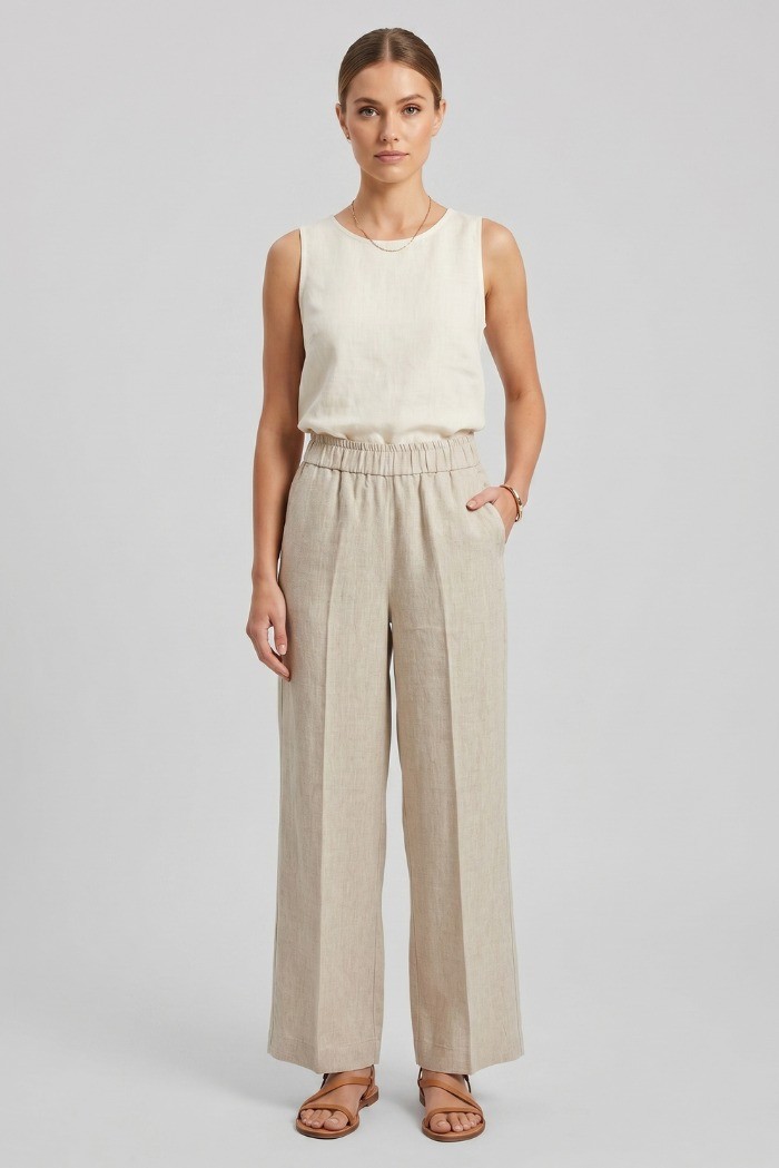 Markup pantalone in lino MW15104 [4cee7b82]