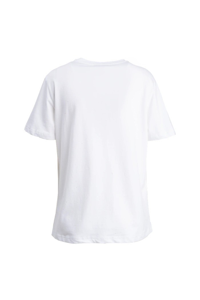 Influencer t-shirt girocollo con stampa e strass 05G0526 [d30a0058]