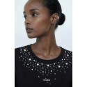 Influencer t-shirt girocollo con stampa e strass 05G0526 [fd58ffca]