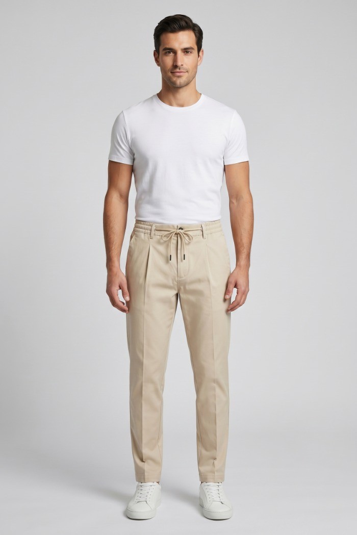 Moro pantalaccio in misto cotone stretch con pinces MES2681 [020f8df4]