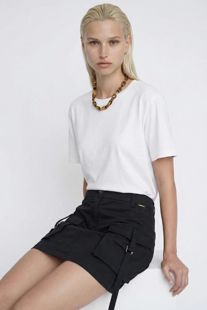 Influencer t-shirt girocollo in jersey stretch 05G0554 [71687618]