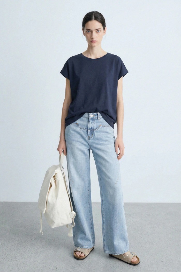Influencer t-shirt in jersey con maniche ad alette 05G0555 [927be405]