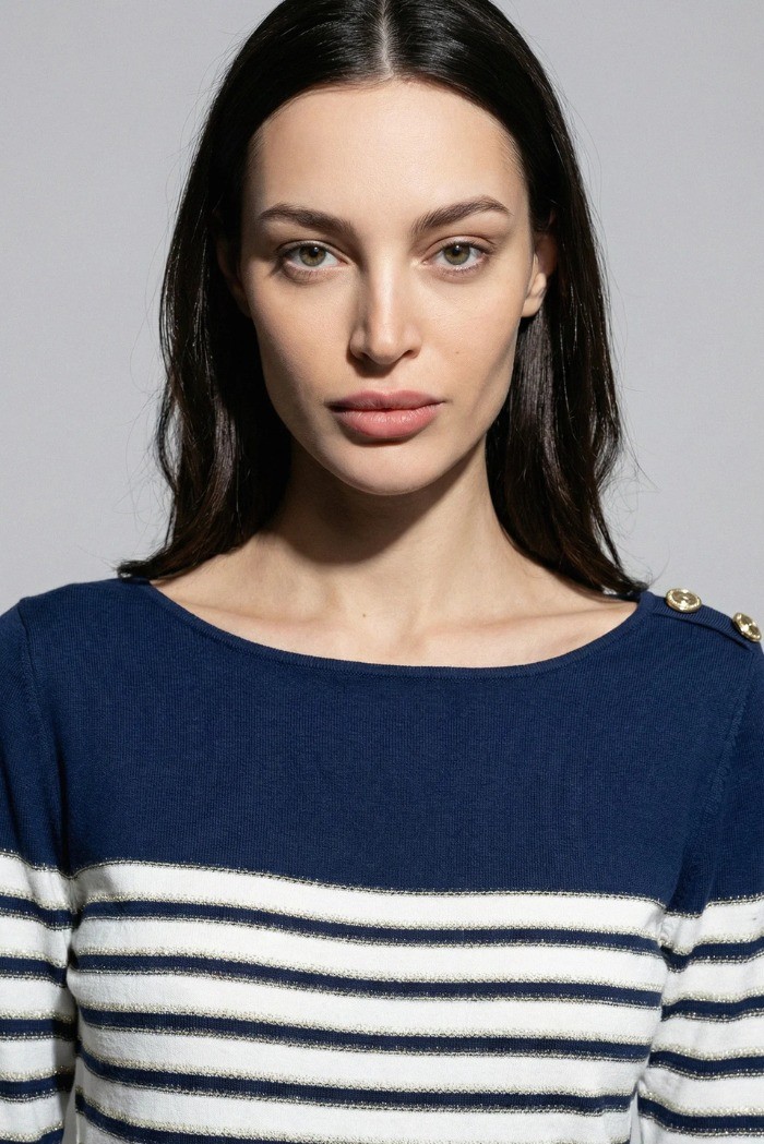 Influencer maglia a righe con scollo ampio 05J350 [ad715d2c]