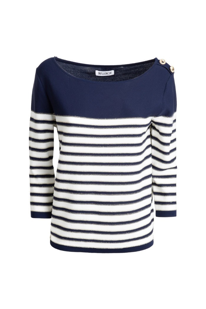Influencer maglia a righe con scollo ampio 05J350 [1f3cdb36]
