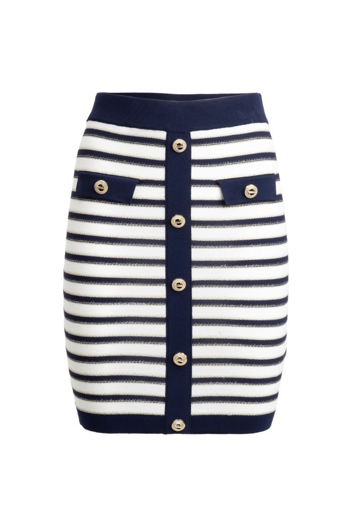Influencer gonna corta in maglia a righe 05J7385 [cf786bb5]