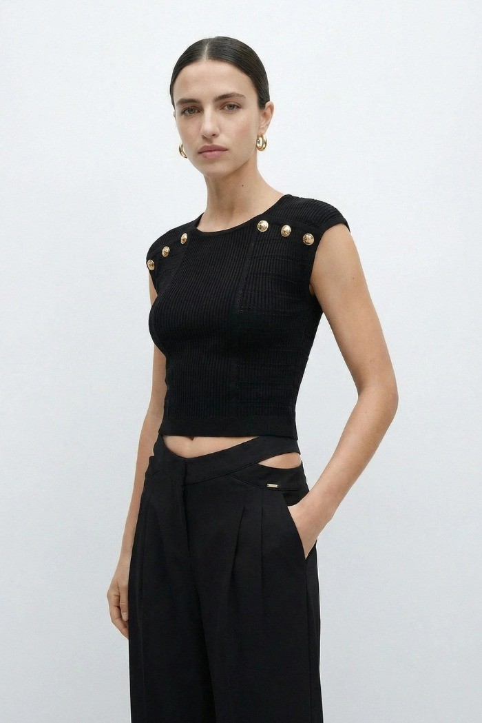 Influencer top in maglia a costine 05J7744 [6c028433]