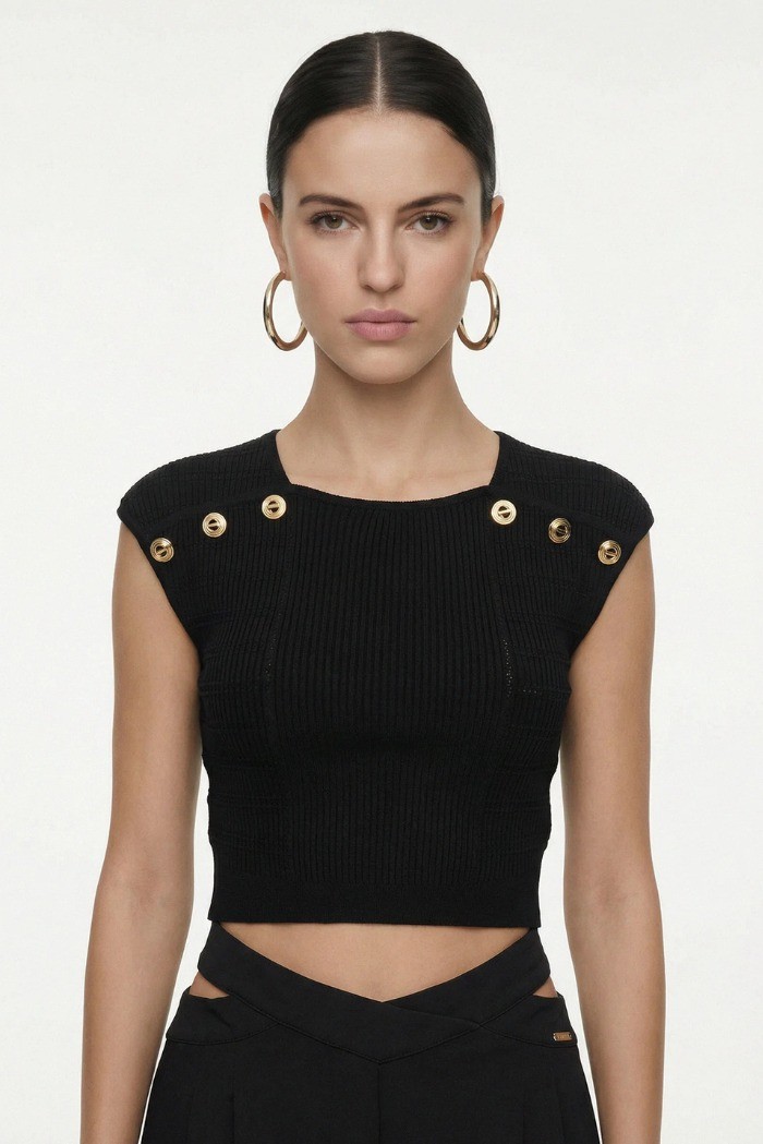 Influencer top in maglia a costine 05J7744 [b524c73e]