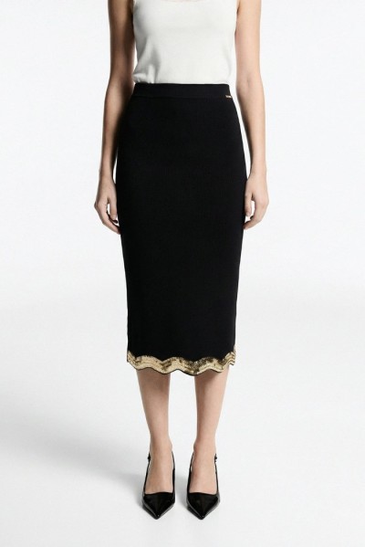 Influencer gonna aderente in maglia con paillettes 05J7765 [5d3433c9]