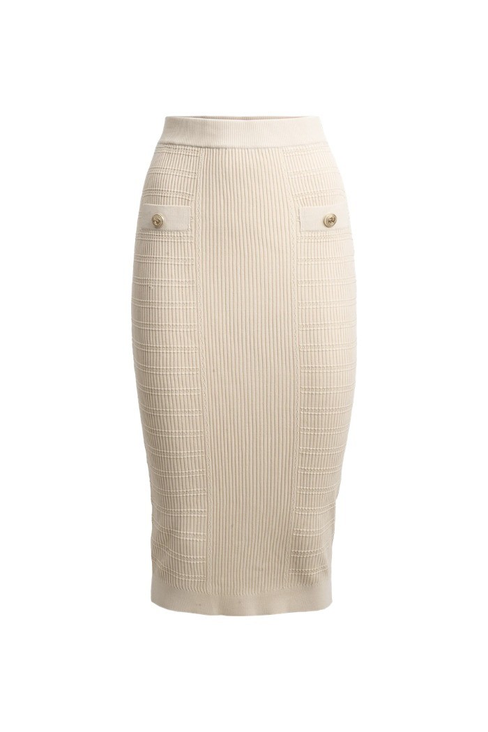 Influencer gonna aderente in maglia a costine 05J7760 [29a41901]