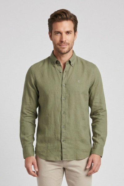 North Sails camicia in lino con collo botton down 664452 [2e31dec2]
