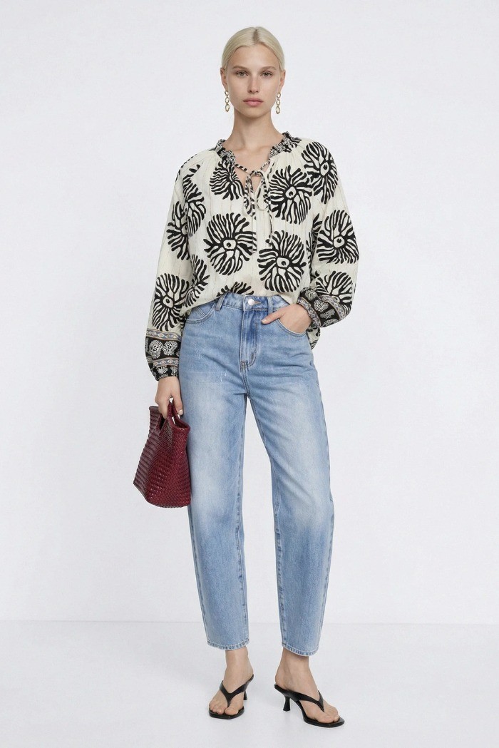 Influencer jeans 5 tasche in denim delavè 05P132 [6dd9652c]