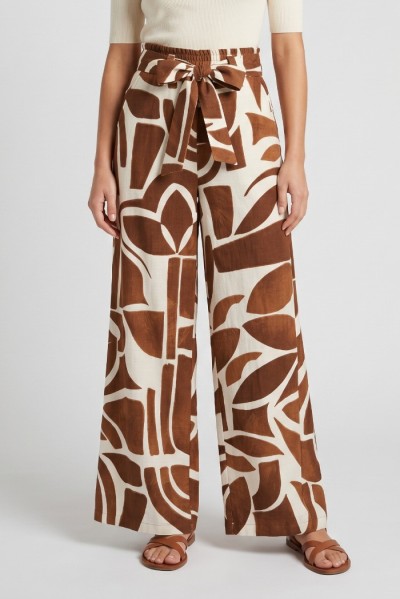 Fly Girl pantalone palazzo in viscosa a fantasia 31322/01 — 805219040079632_1