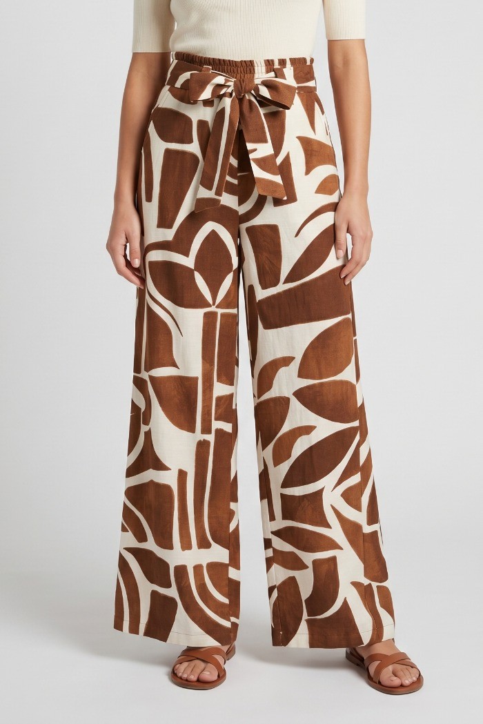 Fly Girl pantalone palazzo in viscosa a fantasia 31322/01 [c637ba70]
