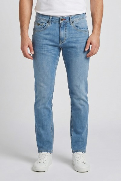 Rifle jeans in denim di cotone stretch lavaggio chiaro RF409 [de0f4c37]