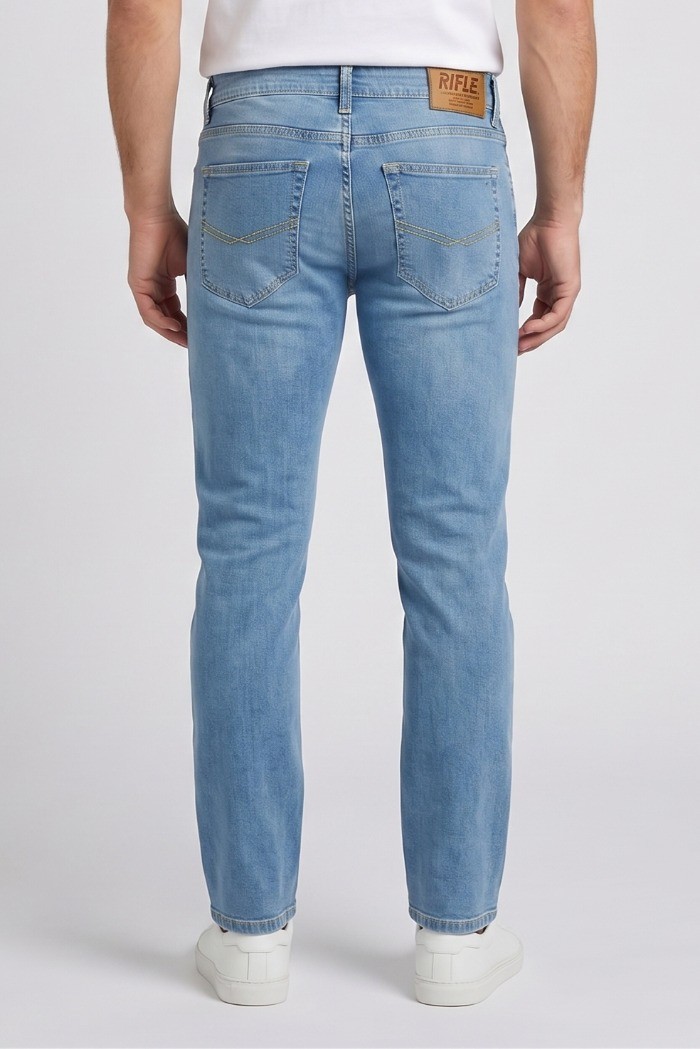 Rifle jeans in denim di cotone stretch lavaggio chiaro RF409 [07290f3a]