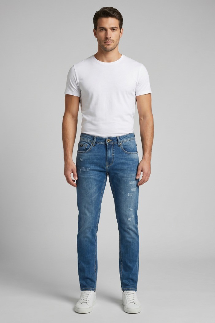 Rifle jeans in denim di cotone stretch RF570 [3823b613]
