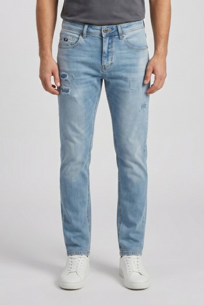 Rifle jeans in denim di cotone stretch lavaggio medio RF571 — 805219040079235_1