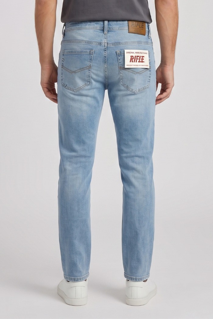 Rifle jeans in denim di cotone stretch lavaggio medio RF571 [9f11874d]