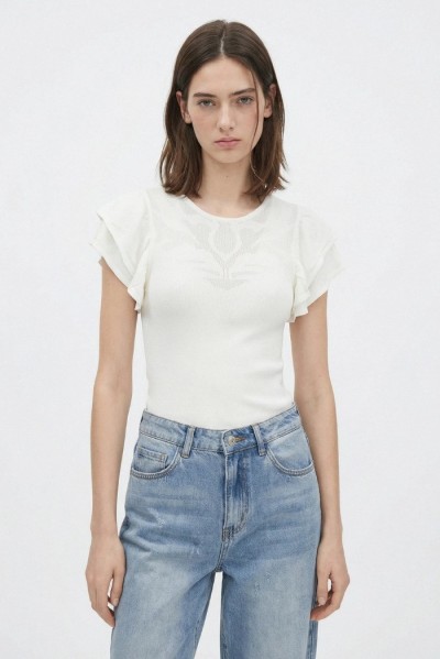 Influencer maglia manica corta con ricamo jacquard 05Q10372 — 805219040080072_2