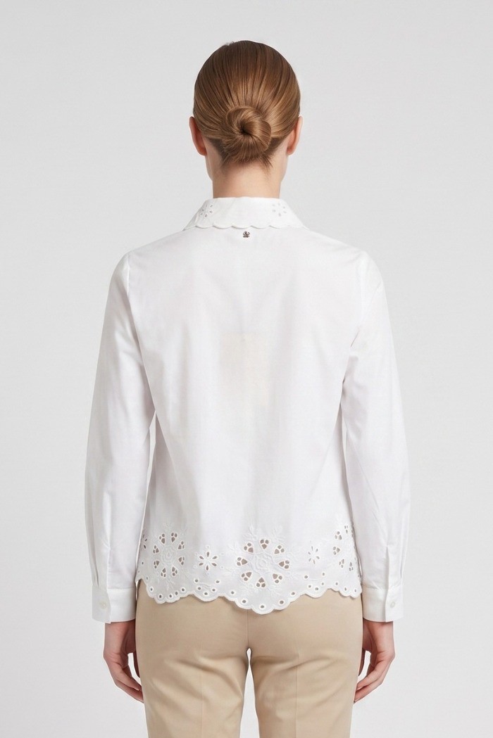 Fresh Flower camicia in popeline di cotone con trafori FD629 [607b9e61]