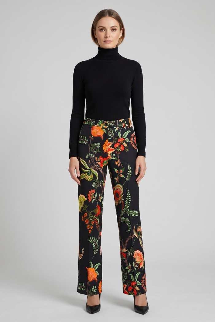 GM by Gai Mattiolo pantalone a fantasia floreale GM3776 [736c37a2]