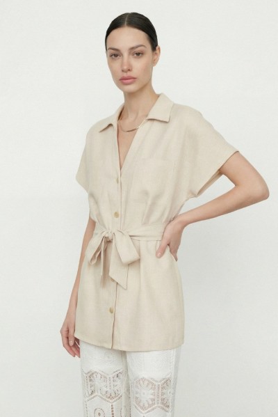 Influencer camicia safari in viscosa e lino 05T0076 — 805219040080080_1