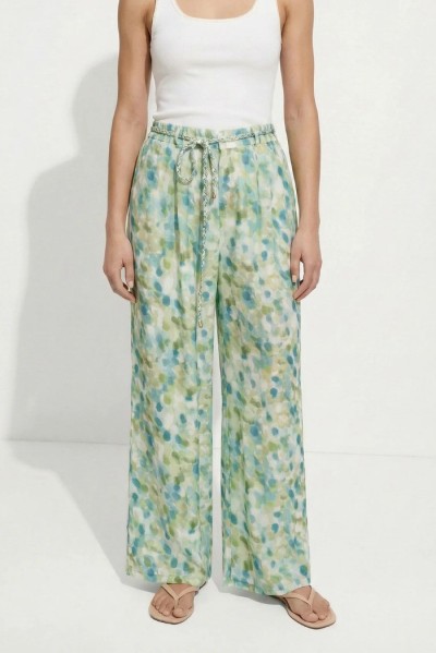 Influencer pantalone wide leg a fantasia con coulisse 05T0086 [f02f3fc2]
