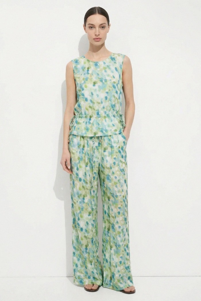 Influencer pantalone wide leg a fantasia con coulisse 05T0086 [9e14bdcb]