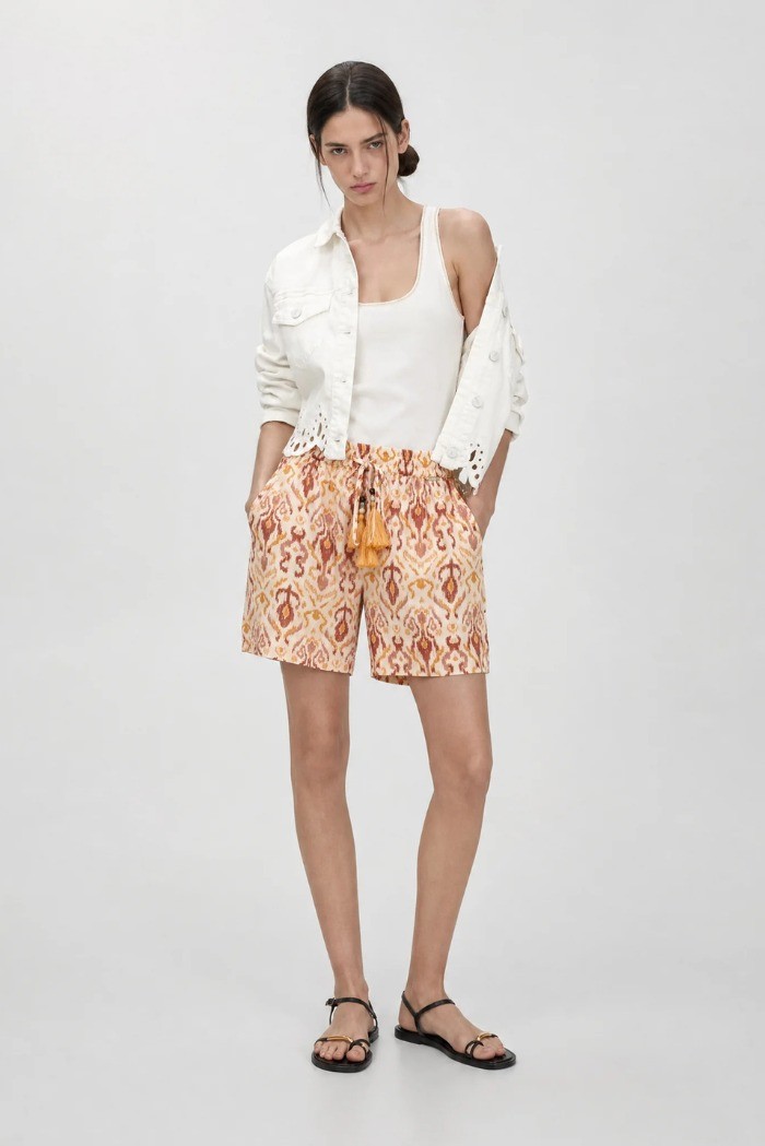 Influencer bermuda in chiffon con laccio 05T0092 [eb1b6296]