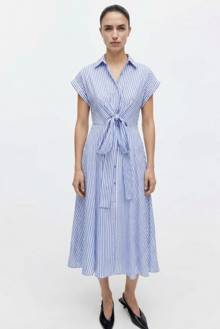 Influencer abito camicia in popeline 05X601 [e19faa83]
