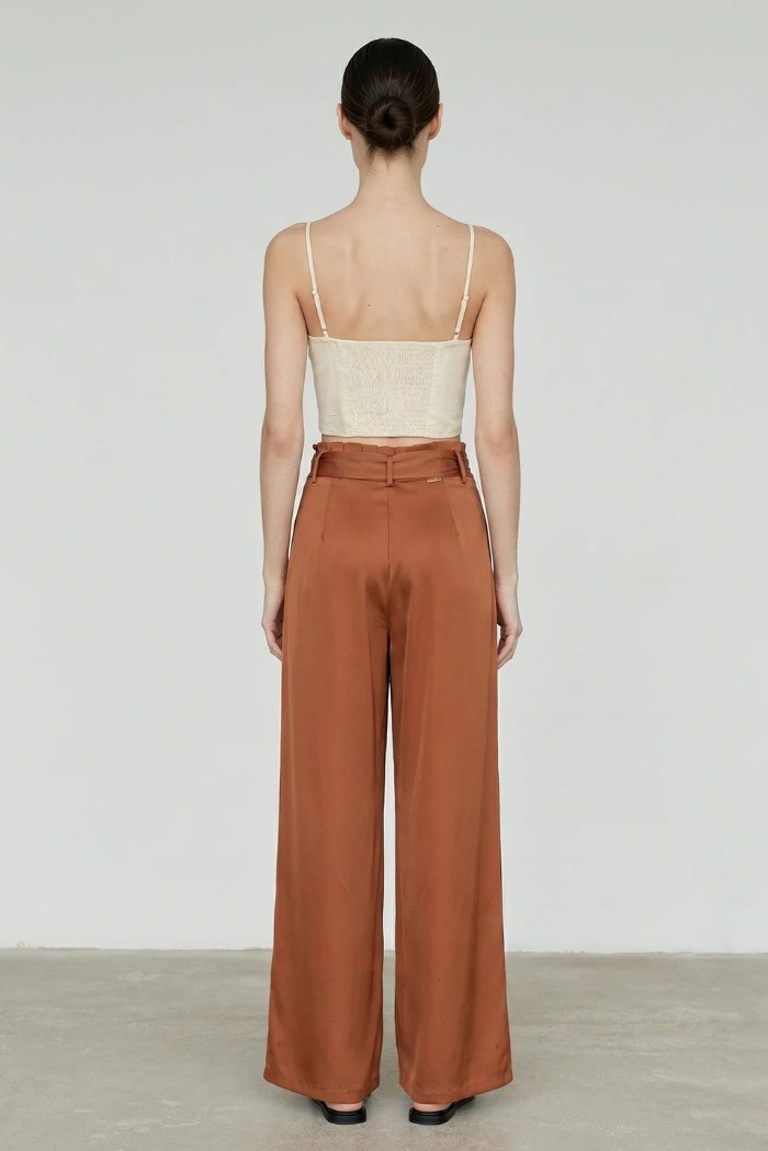 Influencer pantalone palazzo in tessuto fluido 05Y157 [092e4c43]