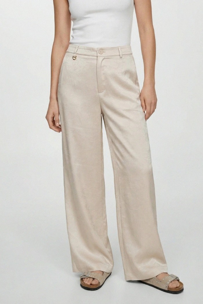 Influencer pantalone palazzo con finitura satinata 05Y167 [9adce60d]
