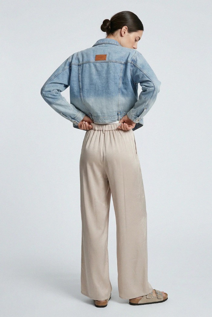 Influencer pantalone palazzo con finitura satinata 05Y167 [43faa500]