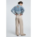 Influencer pantalone palazzo con finitura satinata 05Y167 [43faa500]