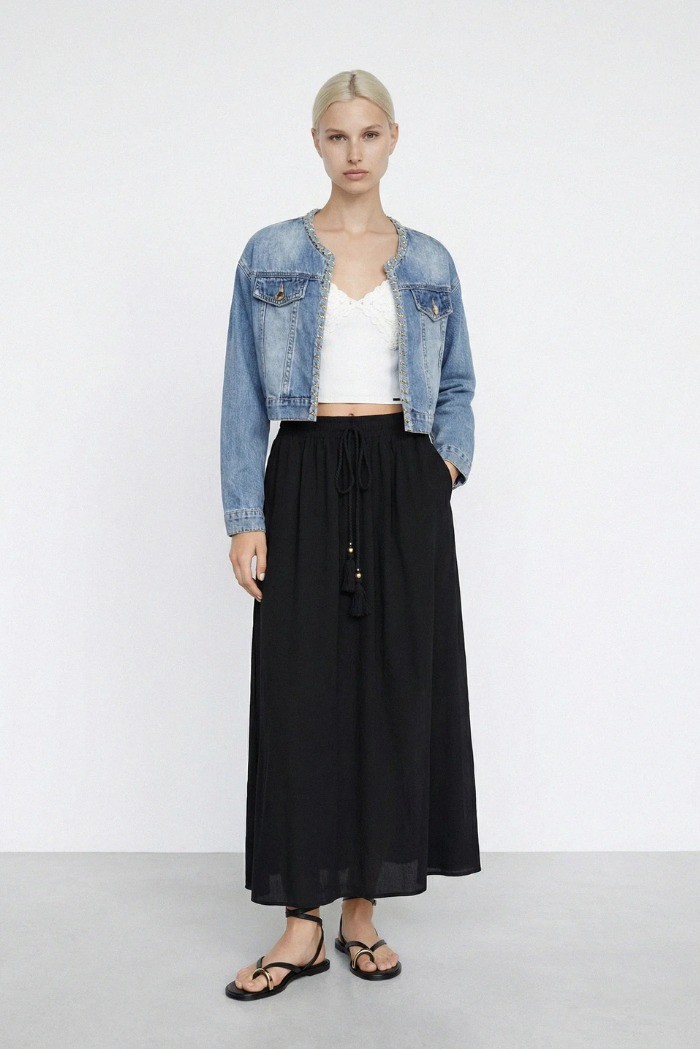 Influencer gonna lunga fluida con laccio 05Y169 [732403ac]