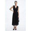 Influencer abito midi scollo a V con drappeggio 05Y186 [fd2a21c9]