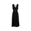 Influencer abito midi scollo a V con drappeggio 05Y186 [9641e4de]