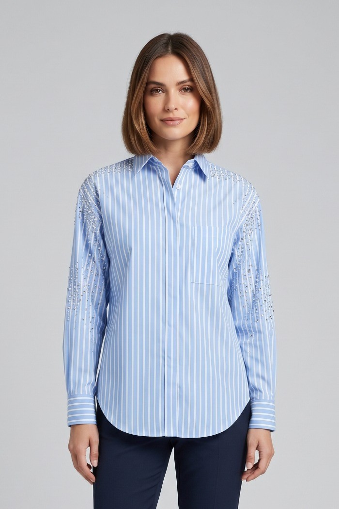 Fly Girl camicia rigata in misto cotone stretch 2665/02 [77bd1c6b]