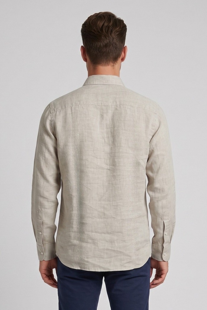 North Sails camicia in lino con logo ricamato 664437 [2a9fda54]