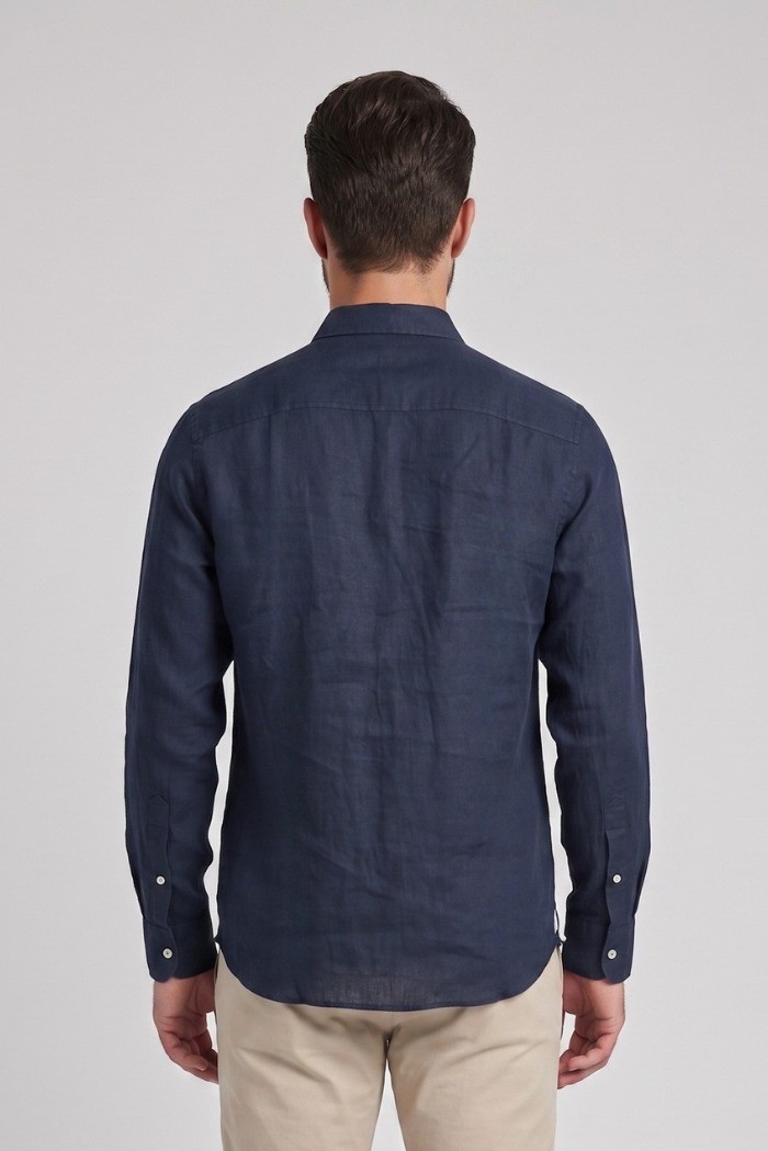 North Sails camicia in lino con logo ricamato 664437 [9557c75b]