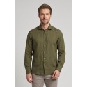 North Sails camicia in lino con logo ricamato 664437 [b60956b5]