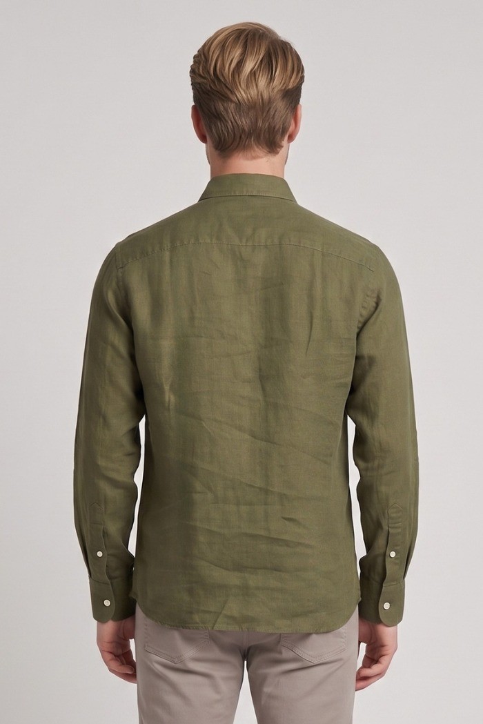 North Sails camicia in lino con logo ricamato 664437 [6f2f15b8]